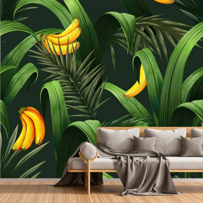 Liście tropikalne z bananami fototapeta do salonu 2